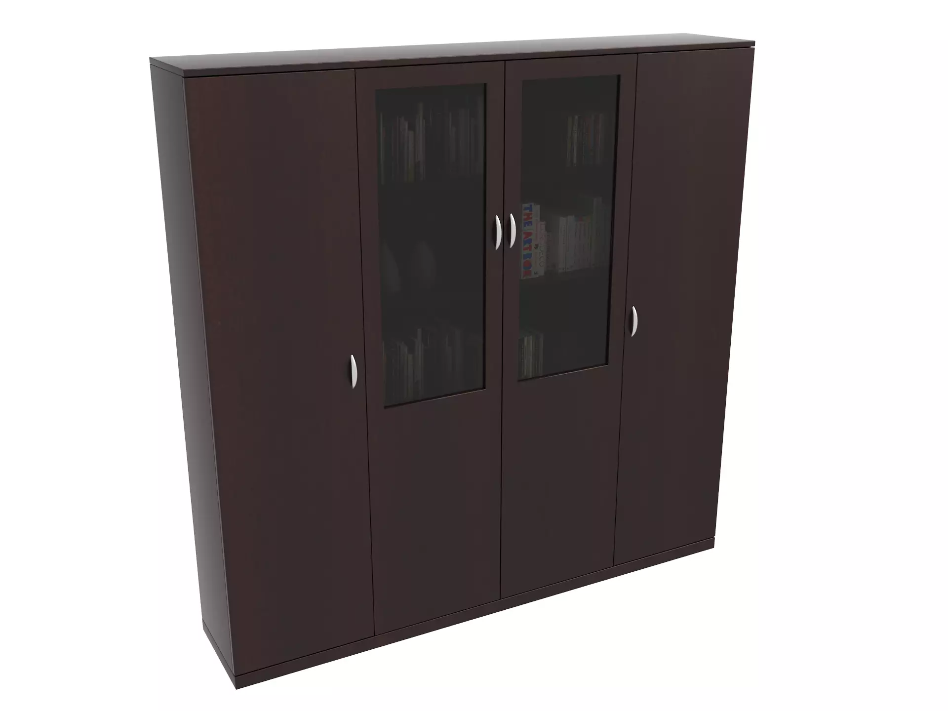Dark wood grain bookcase 3D model_0
