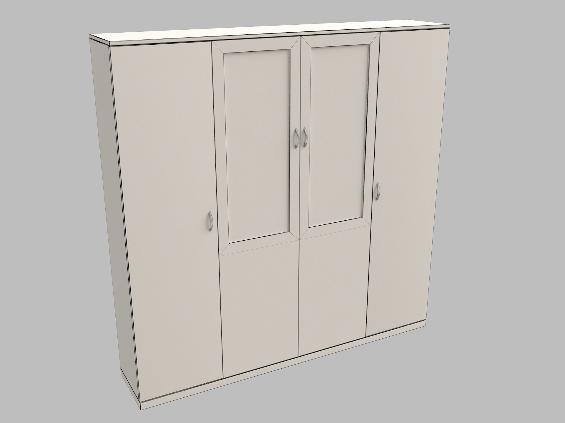 Dark wood grain bookcase 3D model_1