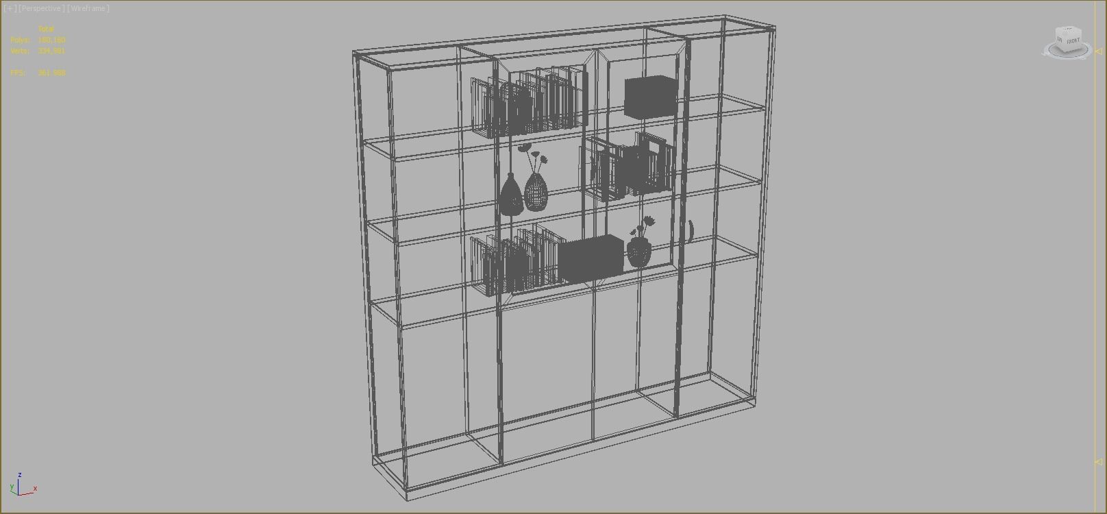 Dark wood grain bookcase 3D model_2