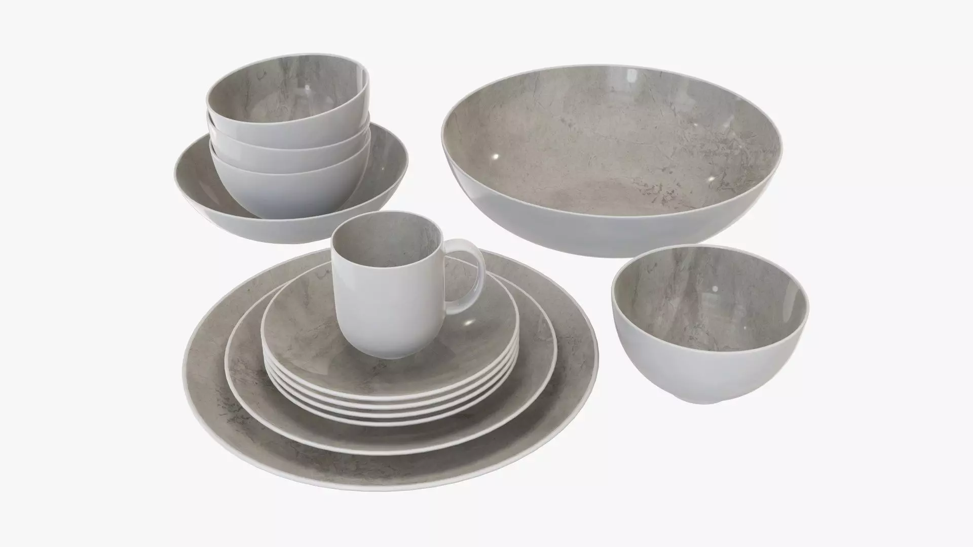 Dinnerware set 02 bowl mug platter dinner salad plate 3D model