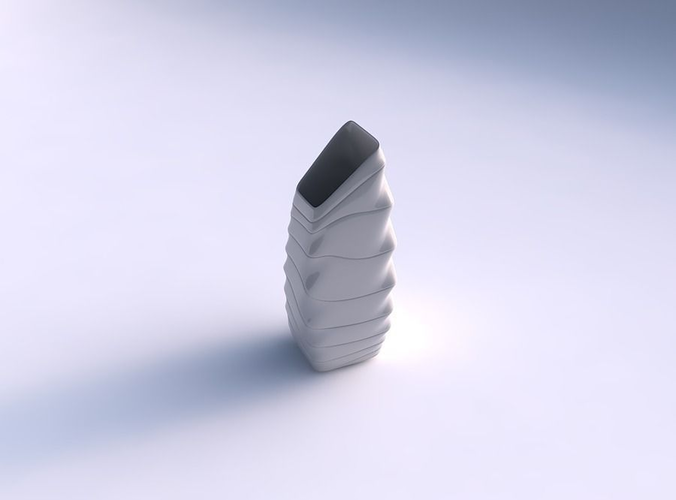 Vase bent rectangle with distorted horizontal dents 3D print model
