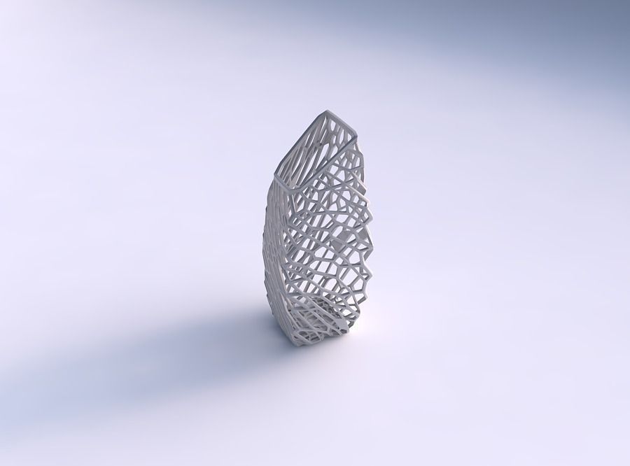 Vase bent rectangle with faceted and twisted organic lattice 2 3D print model_0