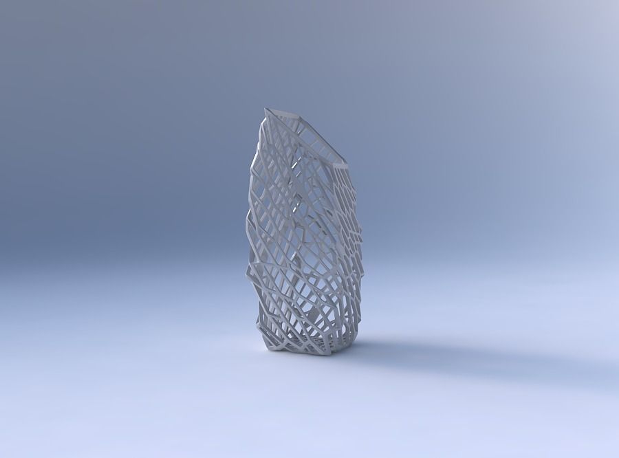 Vase bent rectangle with faceted and twisted organic lattice 2 3D print model_4