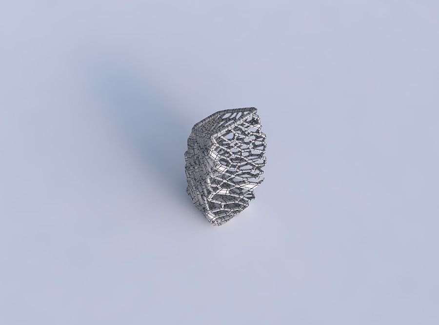 Vase bent rectangle with faceted and twisted organic lattice 2 3D print model_6