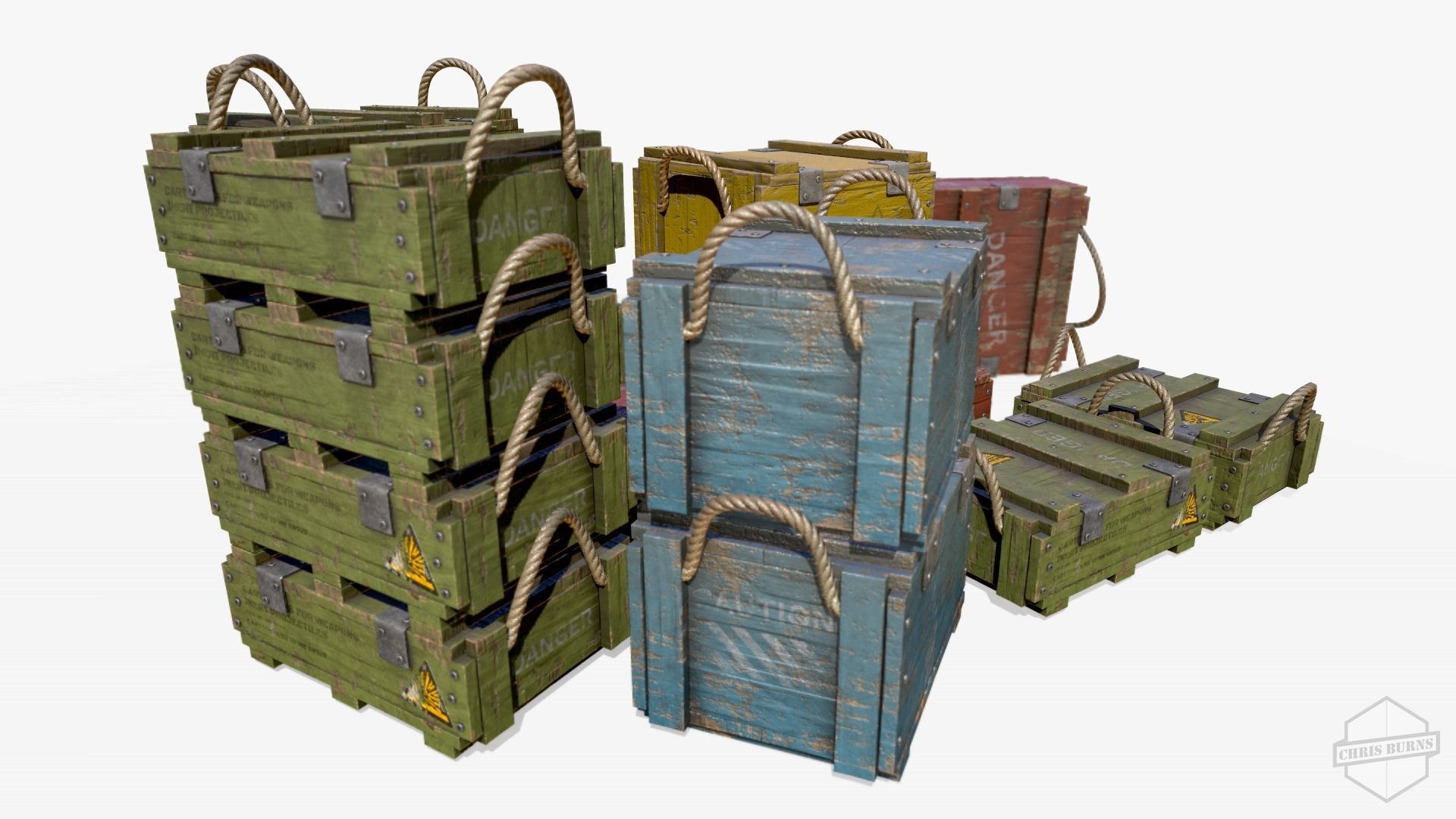 Ammo Crate Collection Low-poly 3D model_5