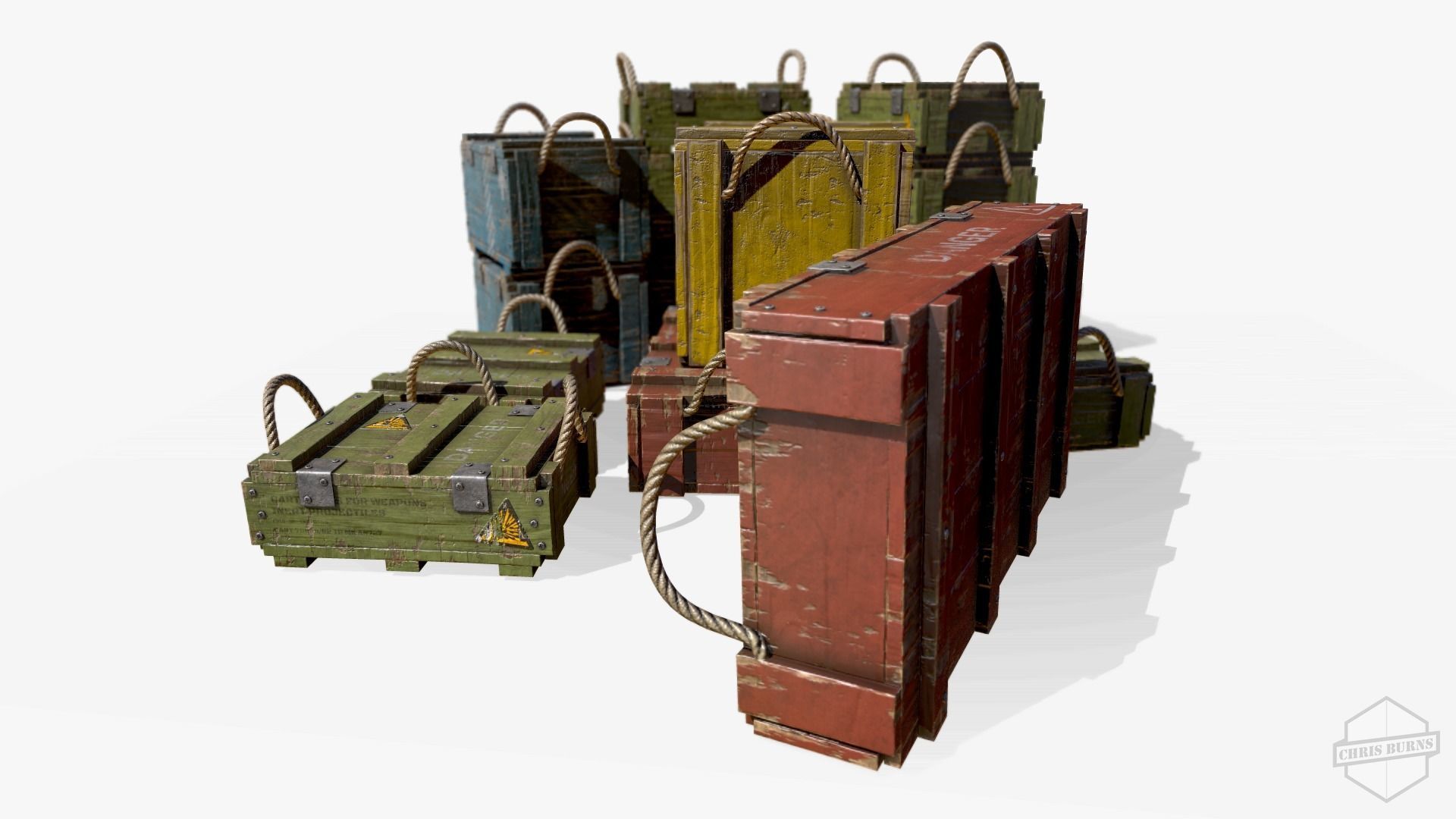 Ammo Crate Collection Low-poly 3D model_7