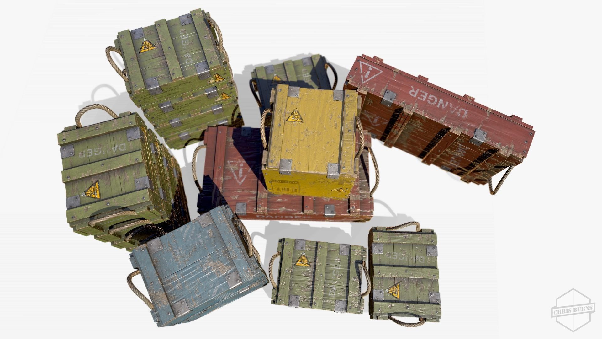 Ammo Crate Collection Low-poly 3D model_6