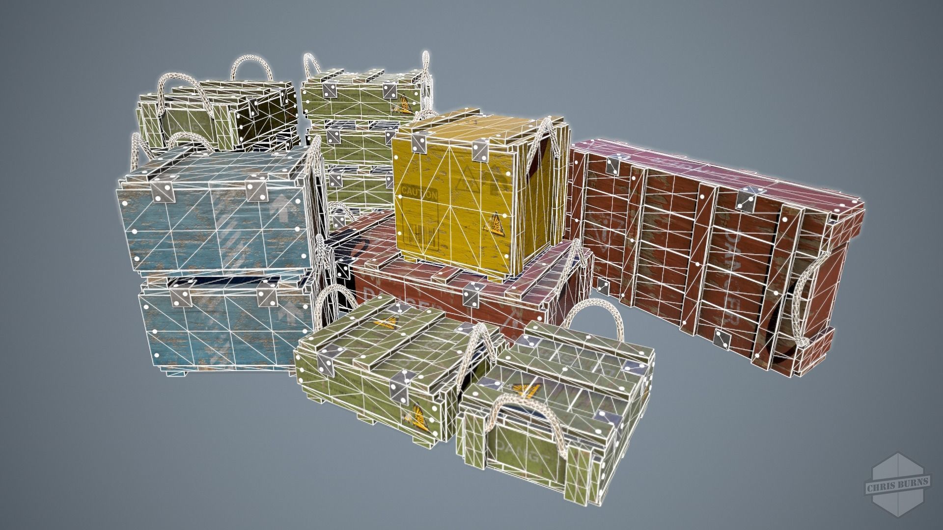 Ammo Crate Collection Low-poly 3D model_2