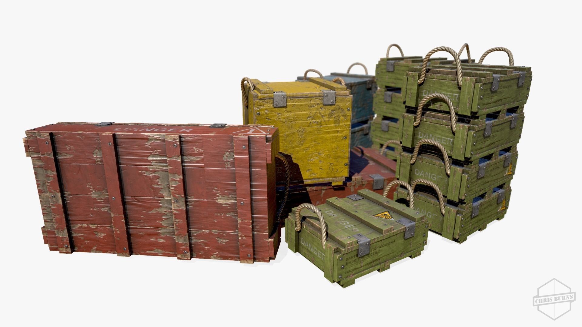 Ammo Crate Collection Low-poly 3D model_4