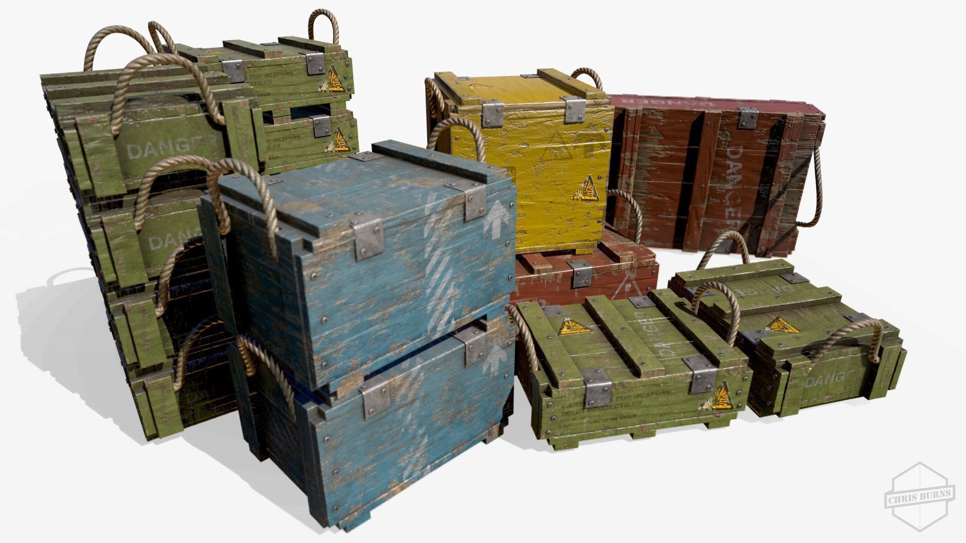 Ammo Crate Collection Low-poly 3D model_3