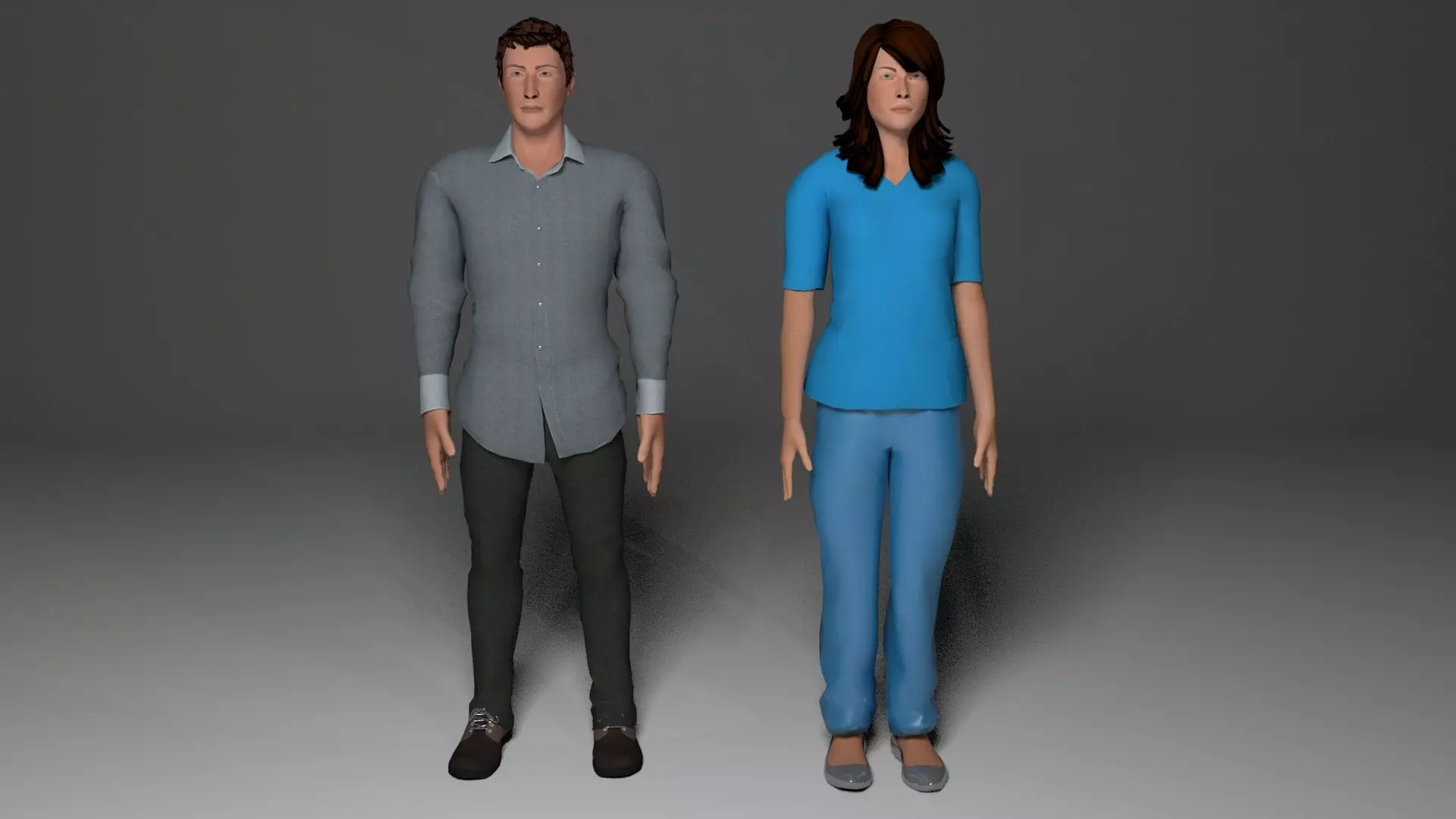 Male Female Character Low-poly 3D model_0