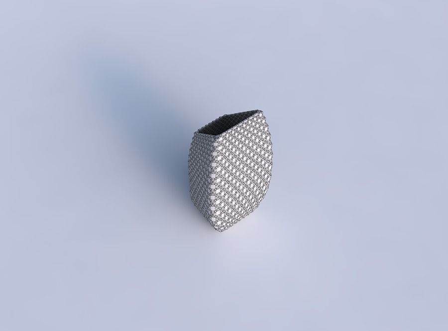 Vase bent rectangle with grid piramides 3D print model_6