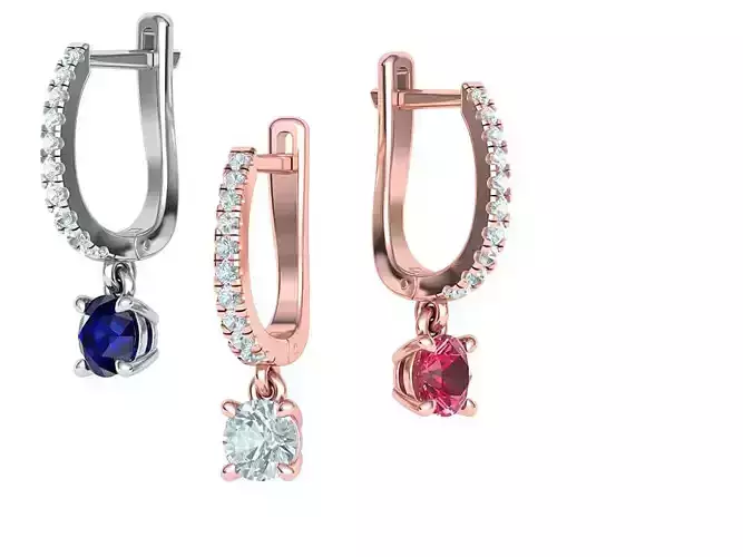 Diamond Huggie Earrings with 5mm stone 3dmodel 3D print model