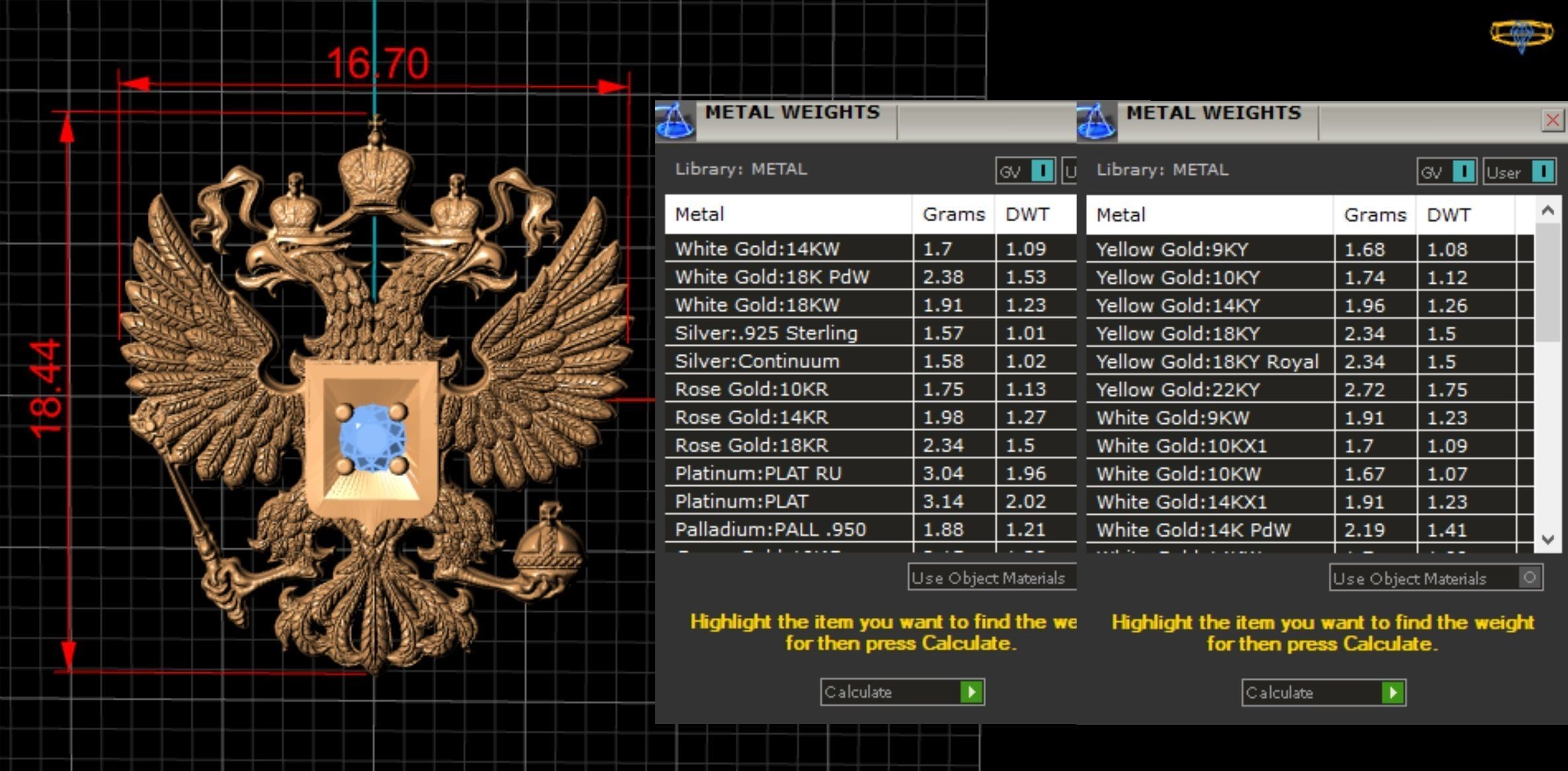 eagles with diamond 3D print model_2