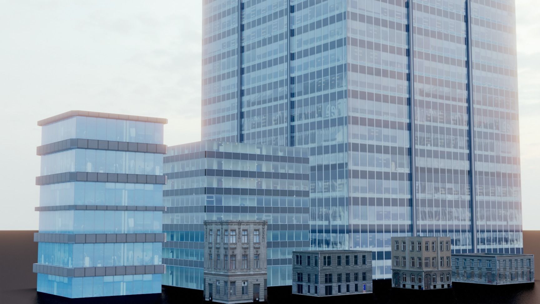 realistic residential and office buildings architecturel 3D model_1