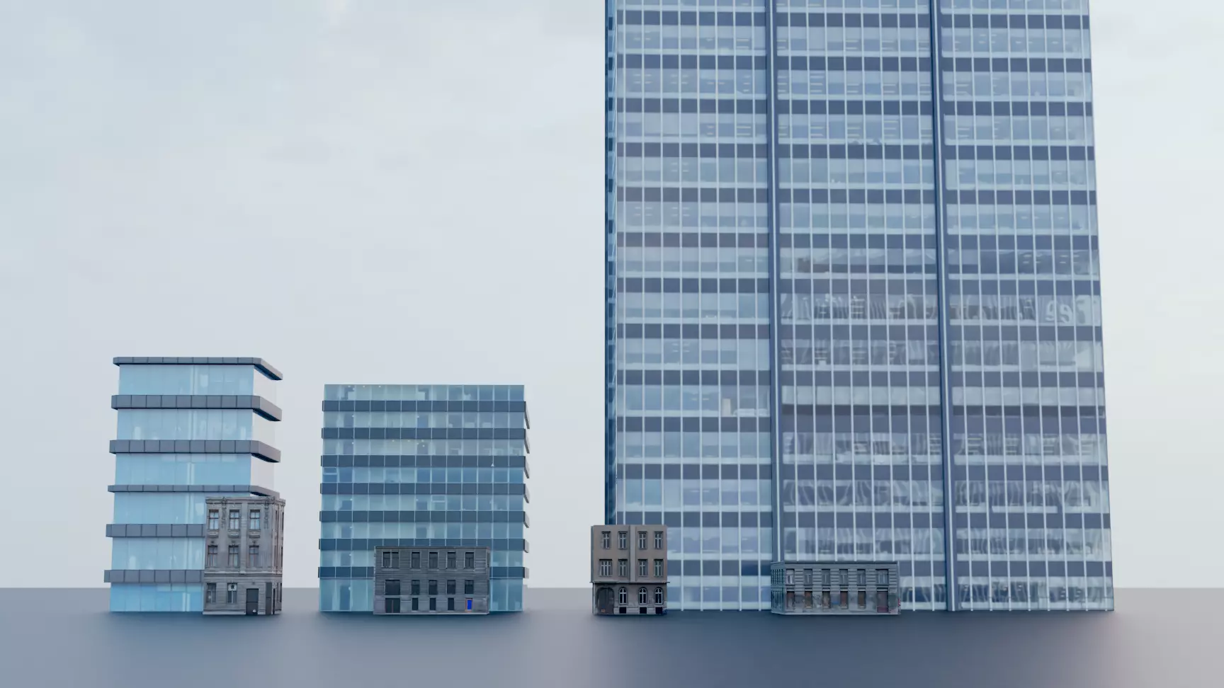 realistic residential and office buildings architecturel 3D model_0