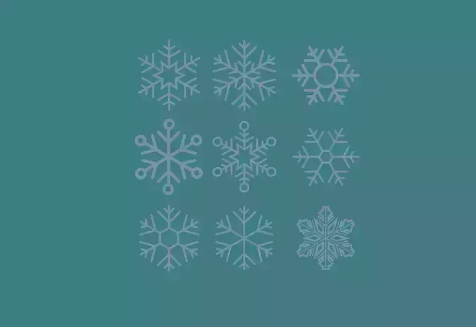 9 Snowflakes 3D model
