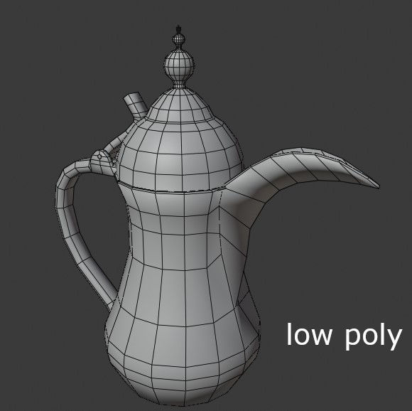 dallah golden coffee pot Low-poly 3D model_5