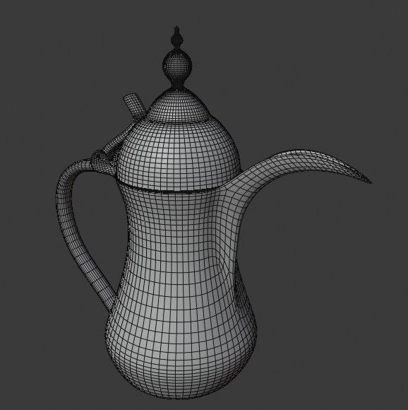 dallah golden coffee pot Low-poly 3D model_3