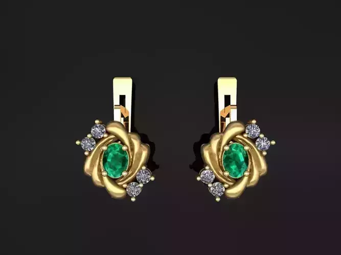 Earrings with emeralds
