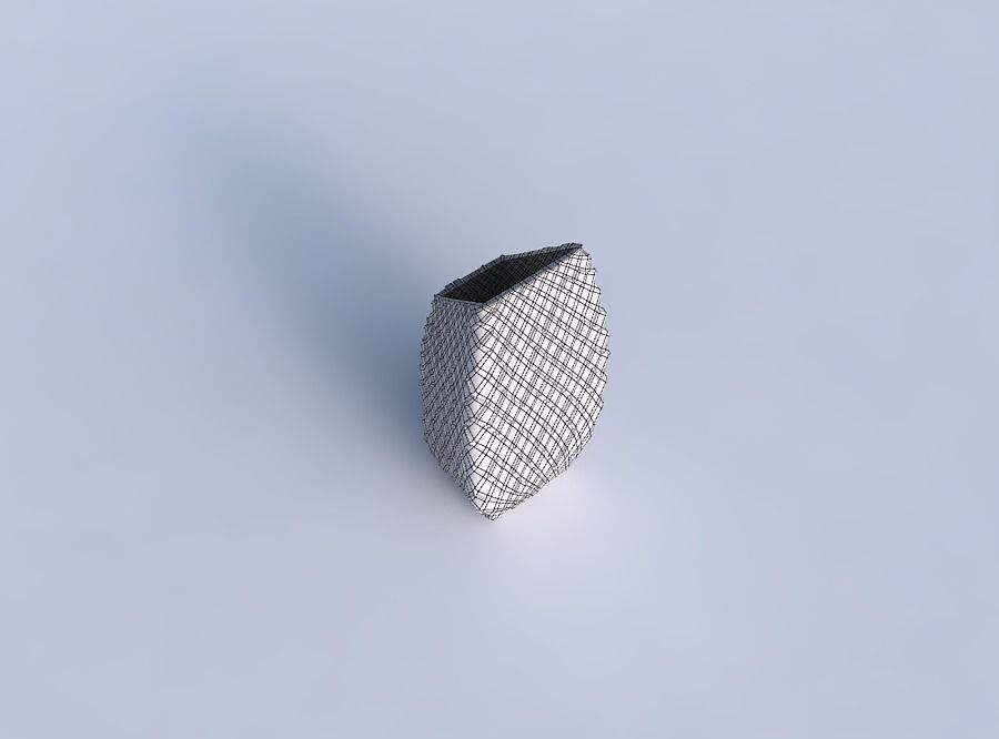 Vase bent rectangle with scattered diagonal grid plates 3D print model_6