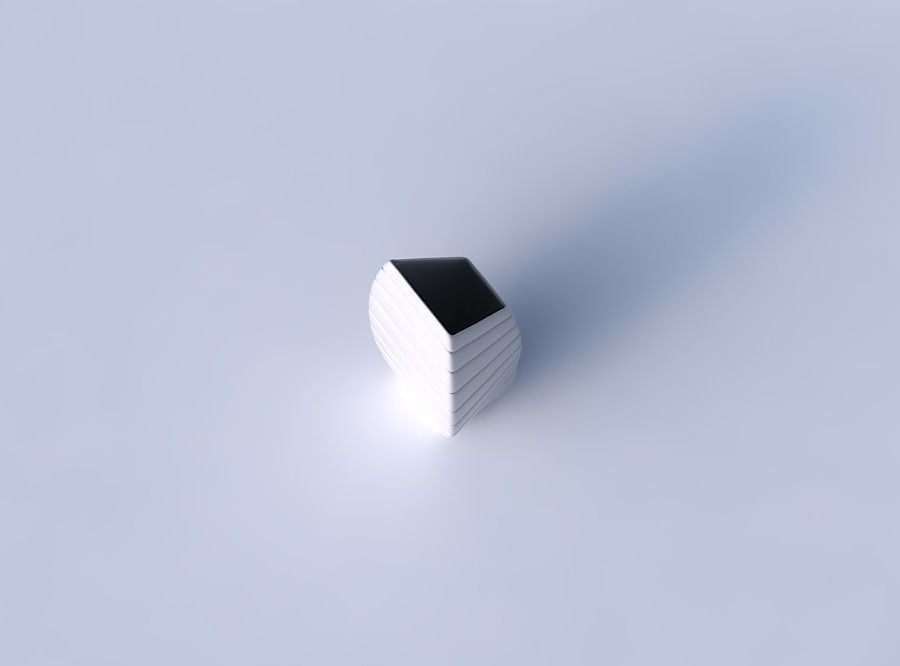 Vase bent rectangle with smooth horizontal dents 3D print model_2