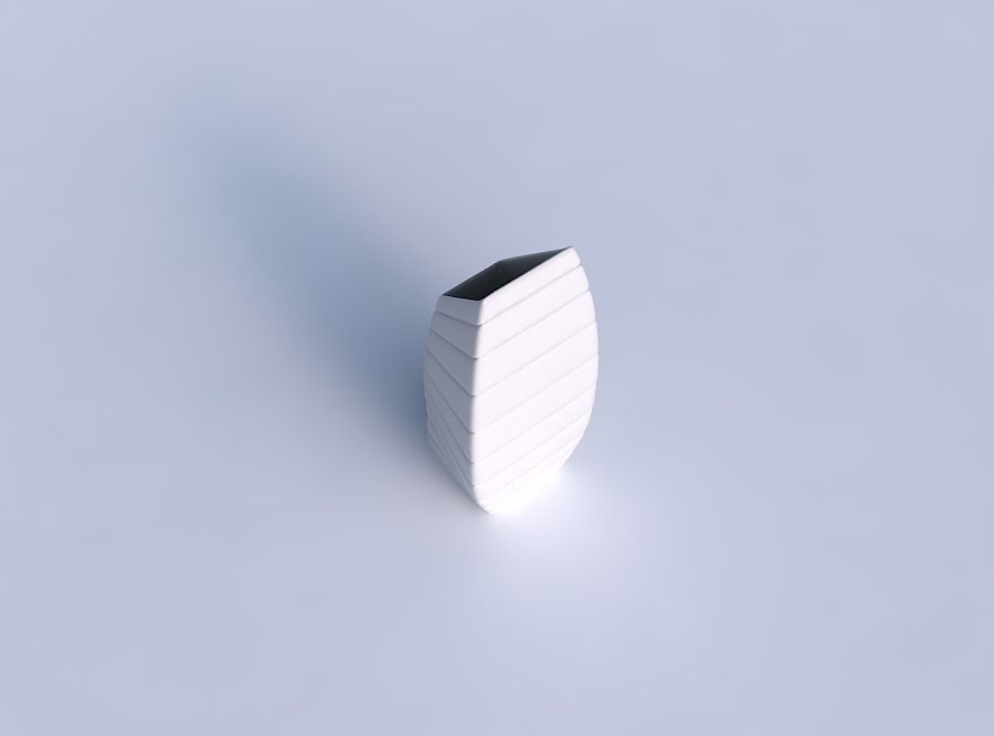 Vase bent rectangle with smooth horizontal dents 3D print model_1