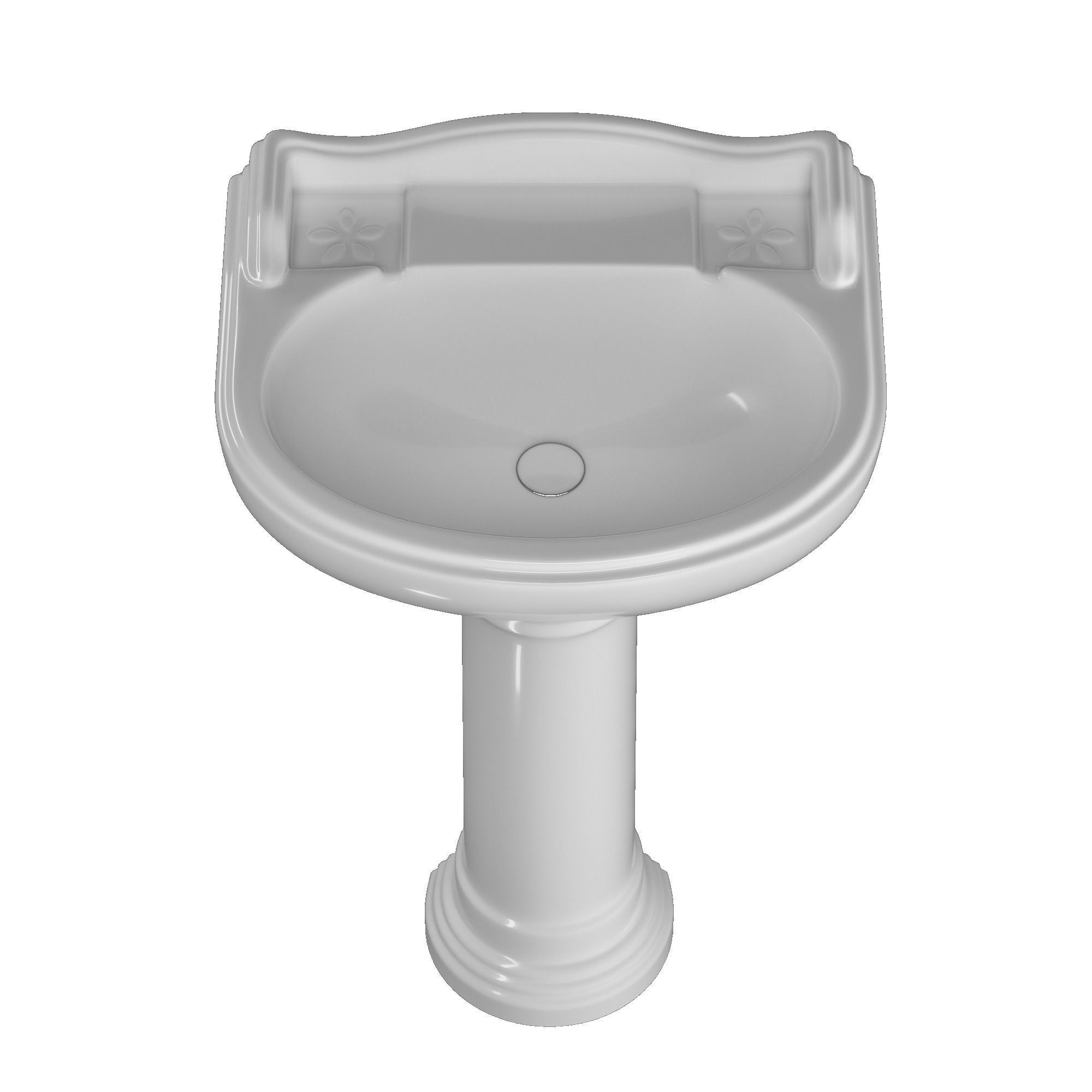 Pedestal Wash Basin 3D model Modeled in 3ds max 3D model_4
