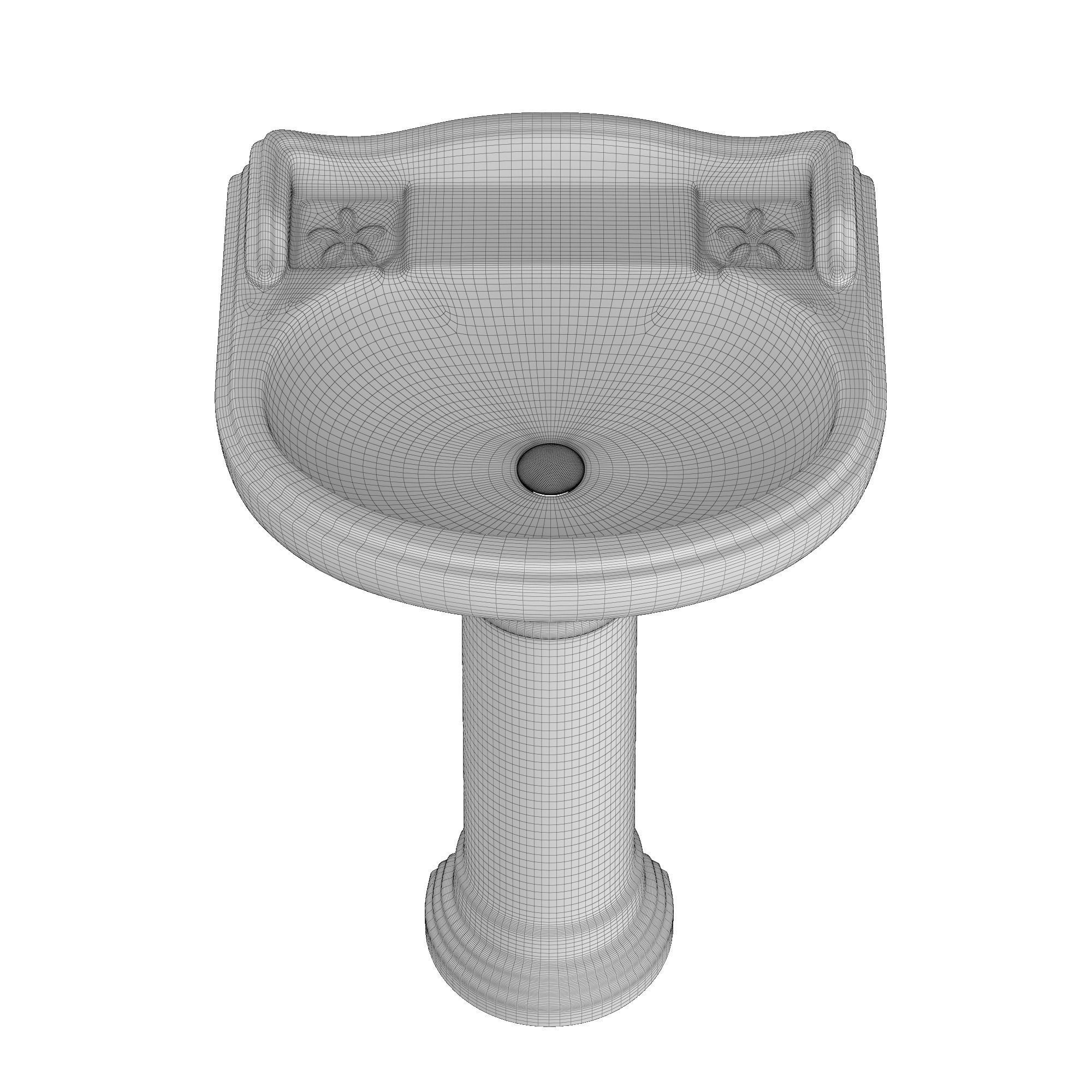 Pedestal Wash Basin 3D model Modeled in 3ds max 3D model_8