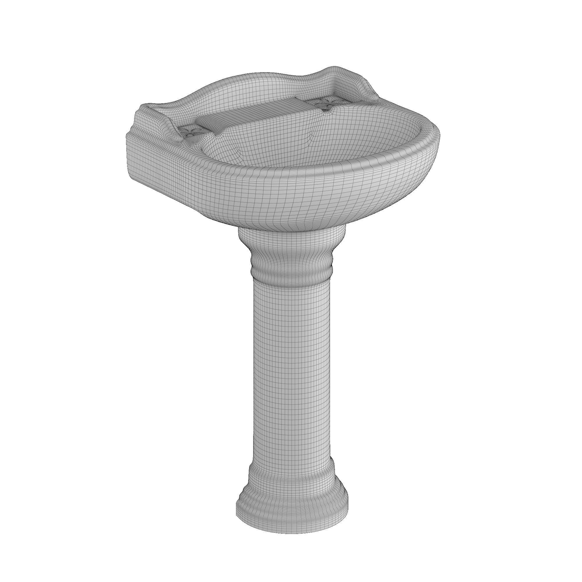 Pedestal Wash Basin 3D model Modeled in 3ds max 3D model_6