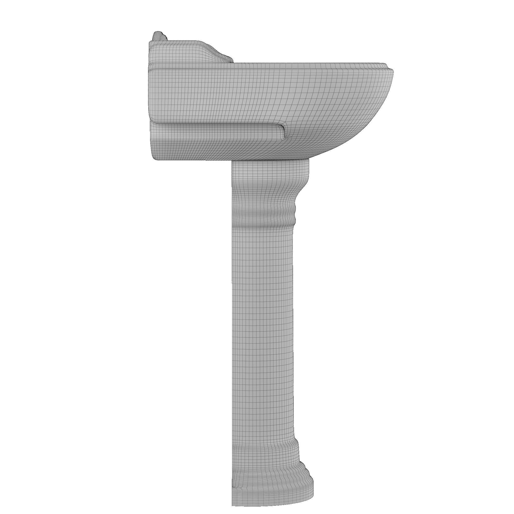 Pedestal Wash Basin 3D model Modeled in 3ds max 3D model_7