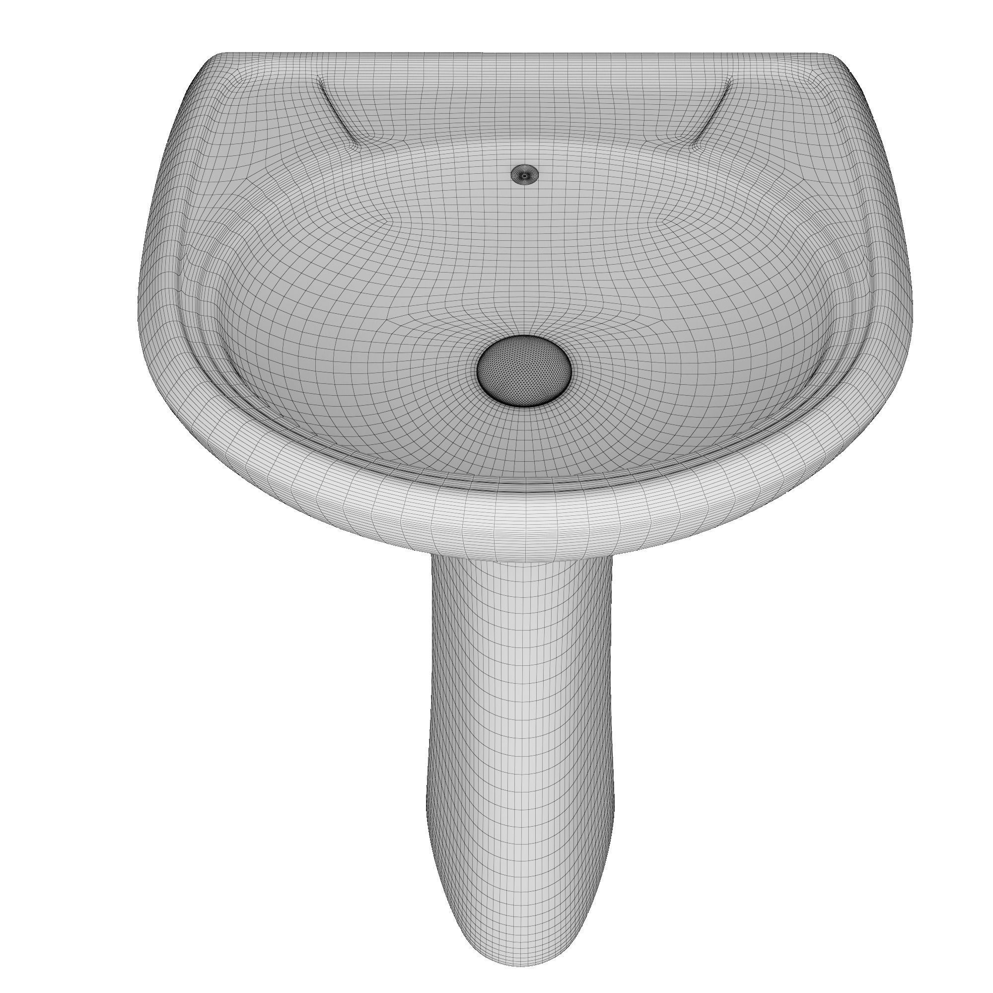 Pedestal Wash Basin 3D model Modeled in 3ds max  3D model_9