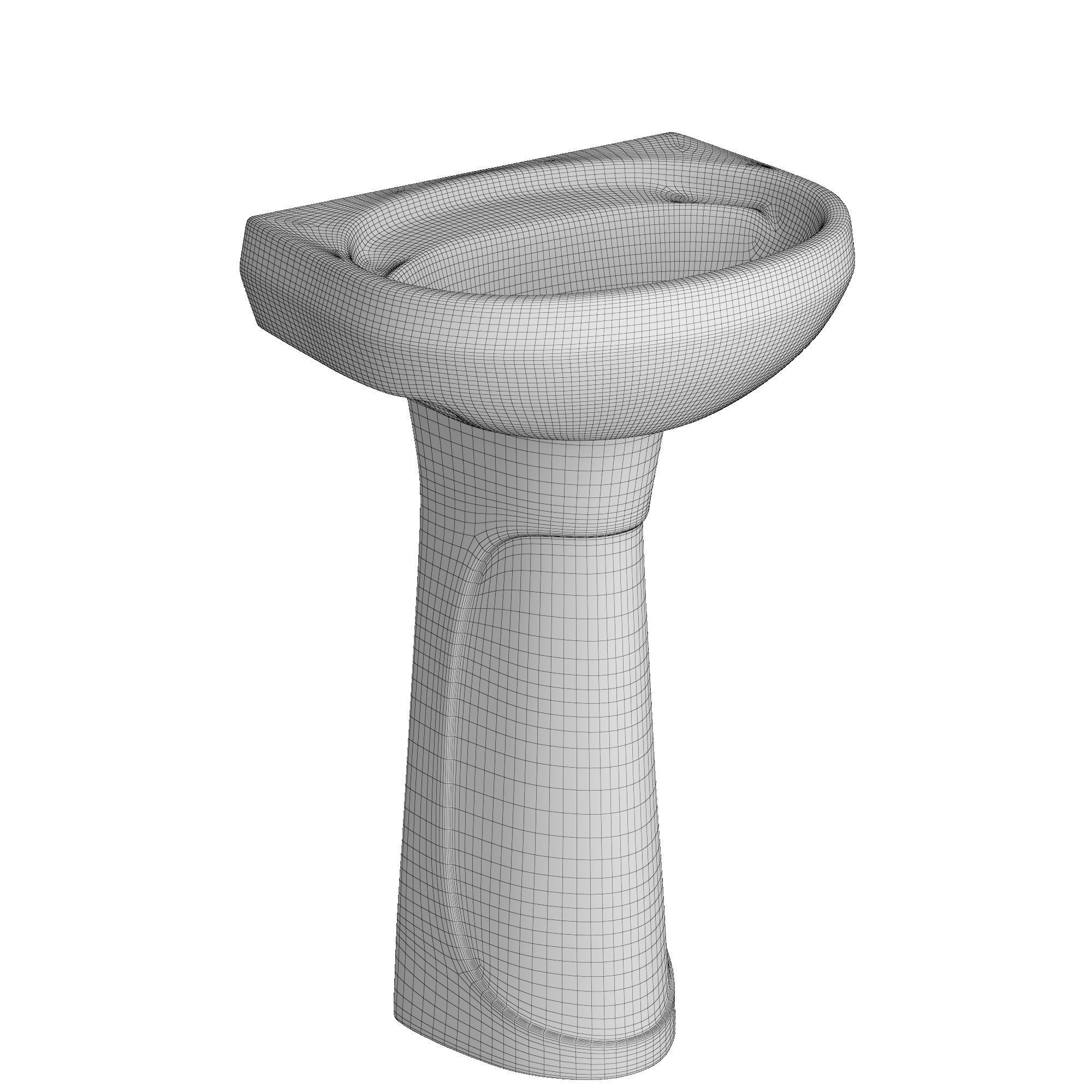 Pedestal Wash Basin 3D model Modeled in 3ds max 3D model_5