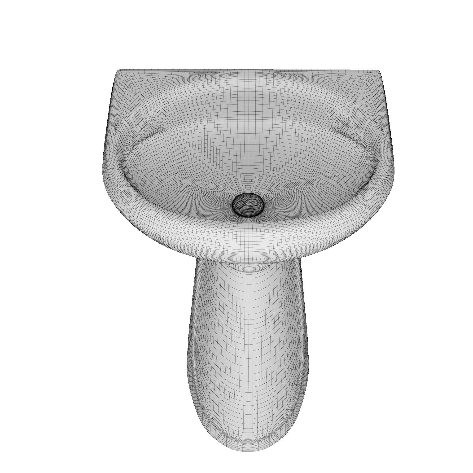 Pedestal Wash Basin 3D model Modeled in 3ds max 3D model_8