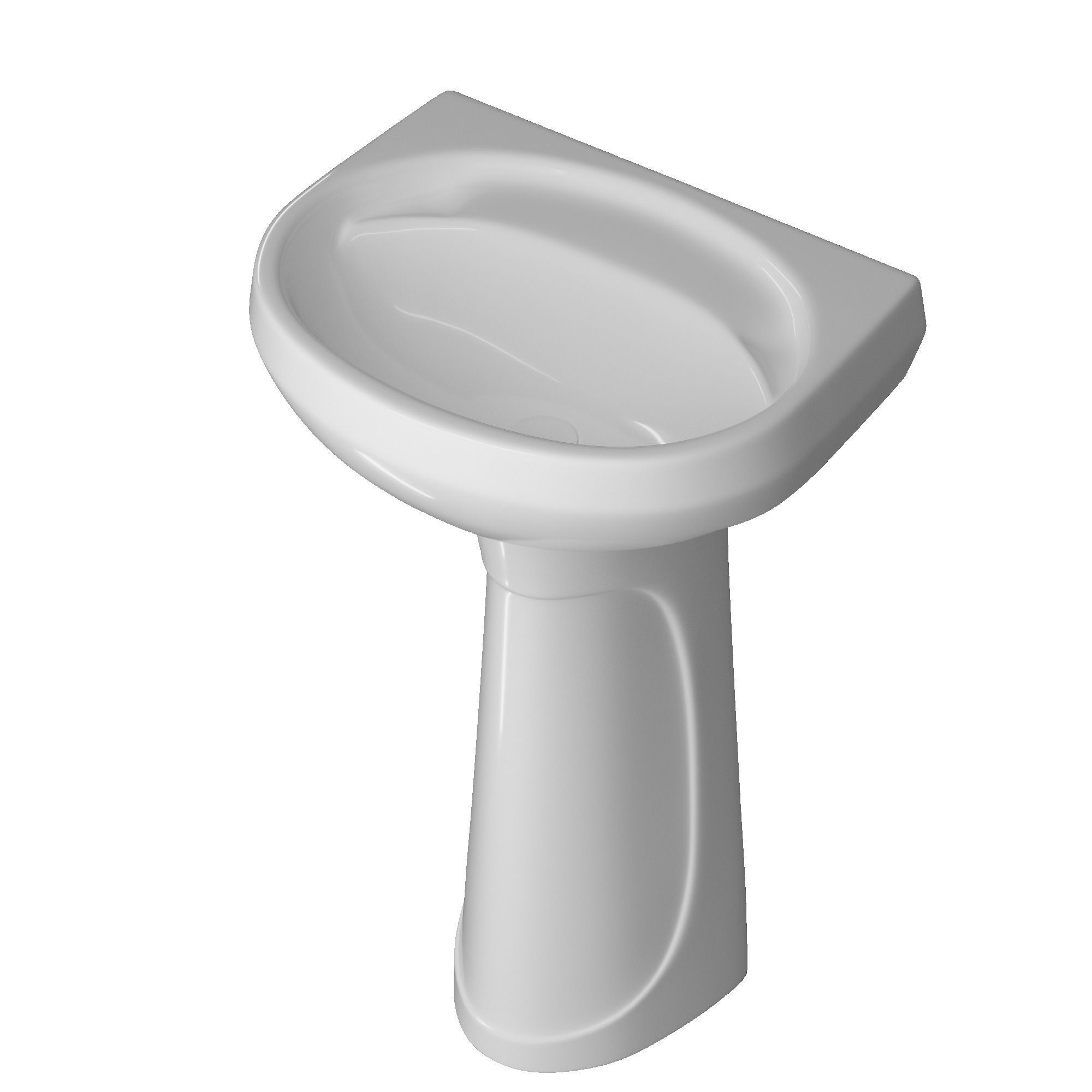 Pedestal Wash Basin 3D model Modeled in 3ds max 3D model_2