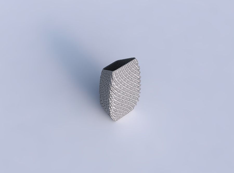 Vase bent rectangle with twisted diagonal grid dents 3D print model_6