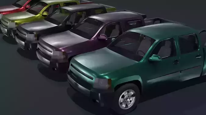 Generic Pickup Truck Car With Interior Lowpoly 3D Model