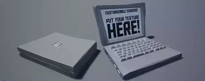 Cartoony Low Poly Laptop customizable screen Low-poly 3D model