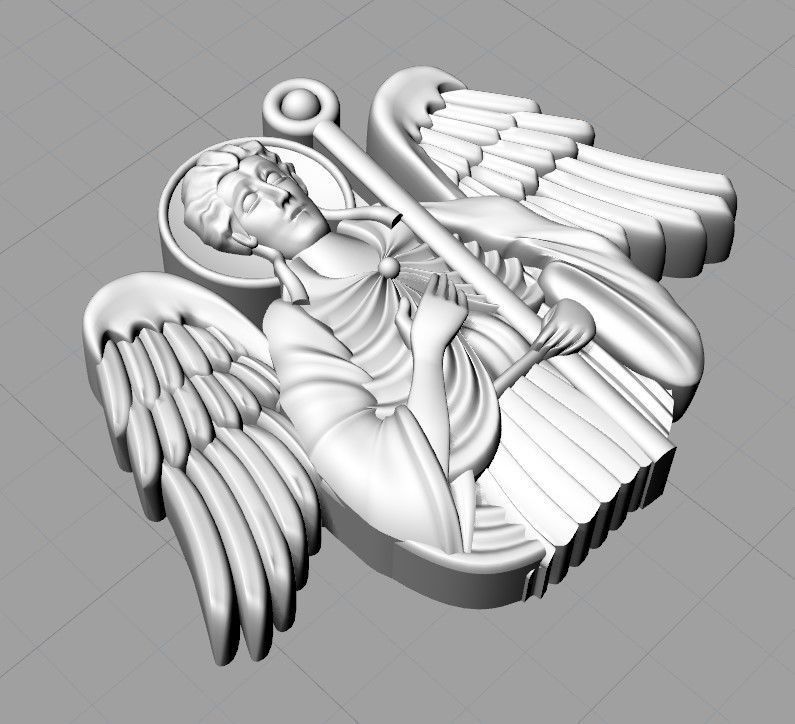 3 saints angel holding cross 3D print model_8