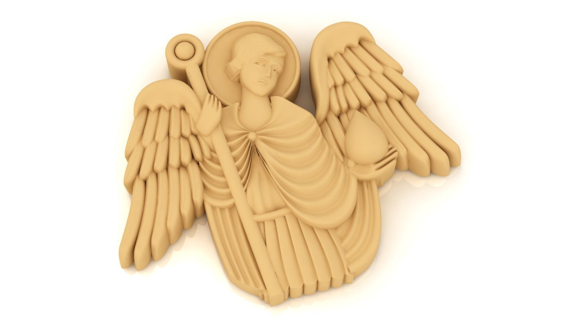 3 saints angel holding cross 3D print model_4