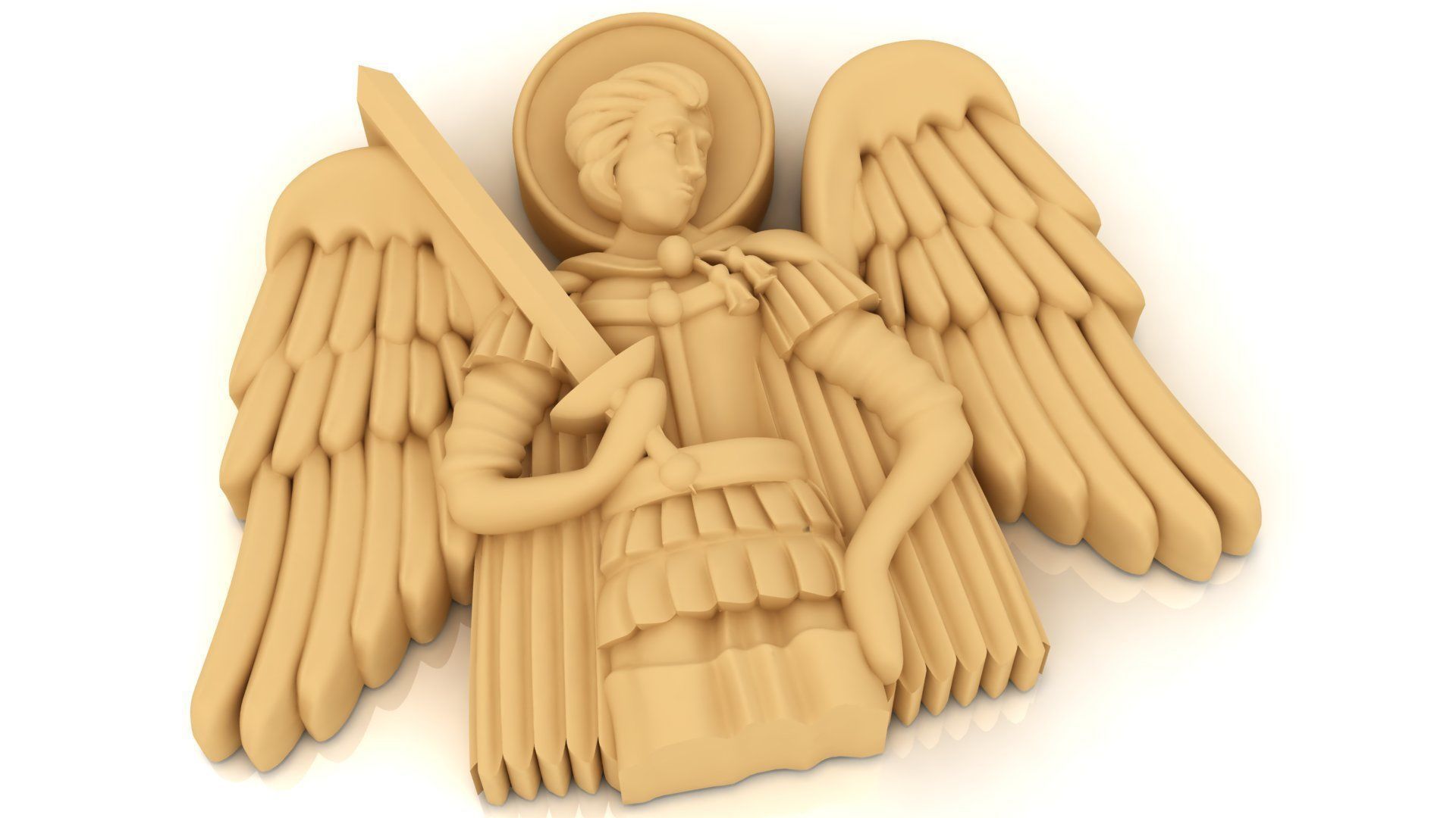 3 saints angel holding cross 3D print model_3