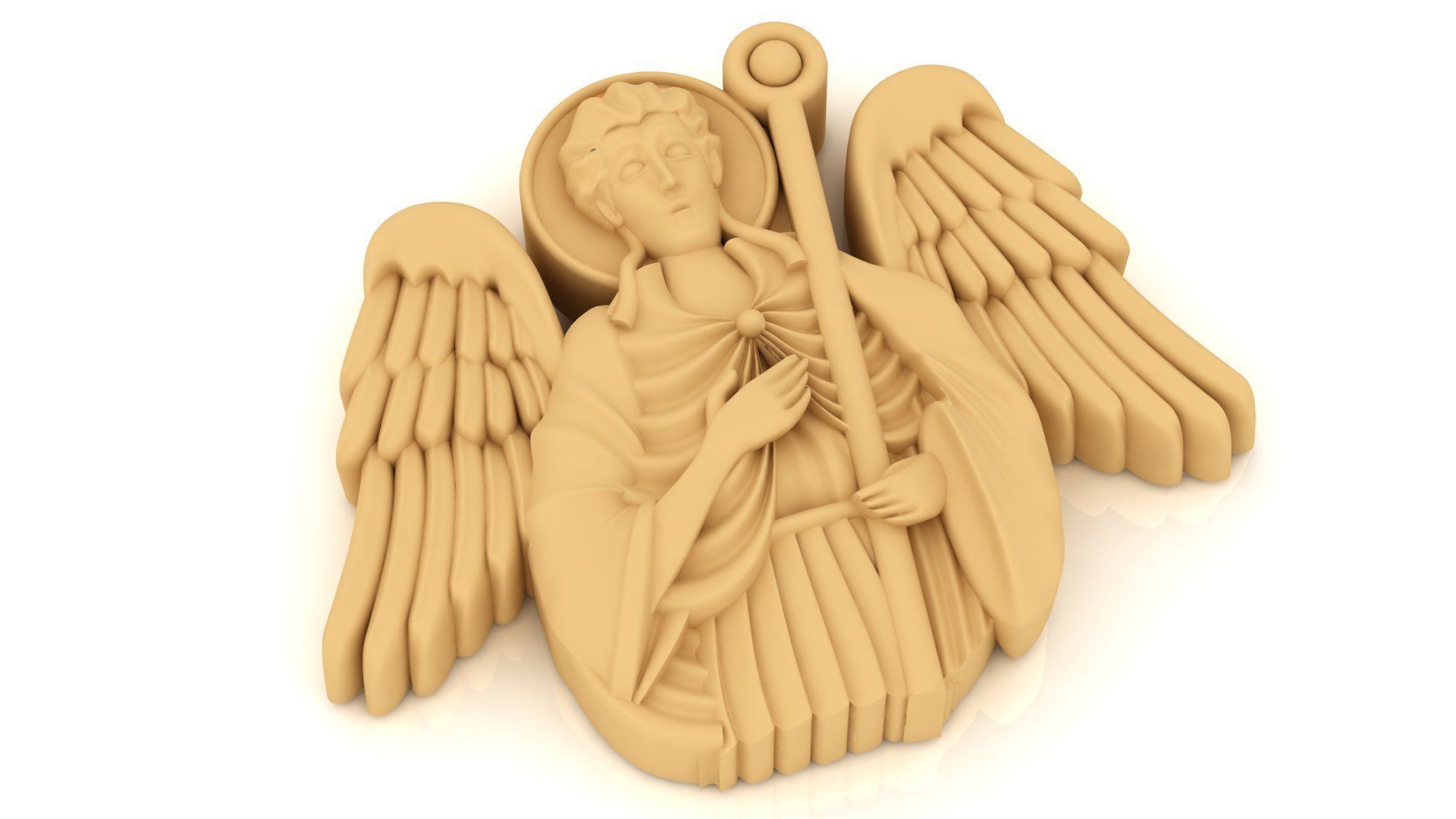 3 saints angel holding cross 3D print model_2