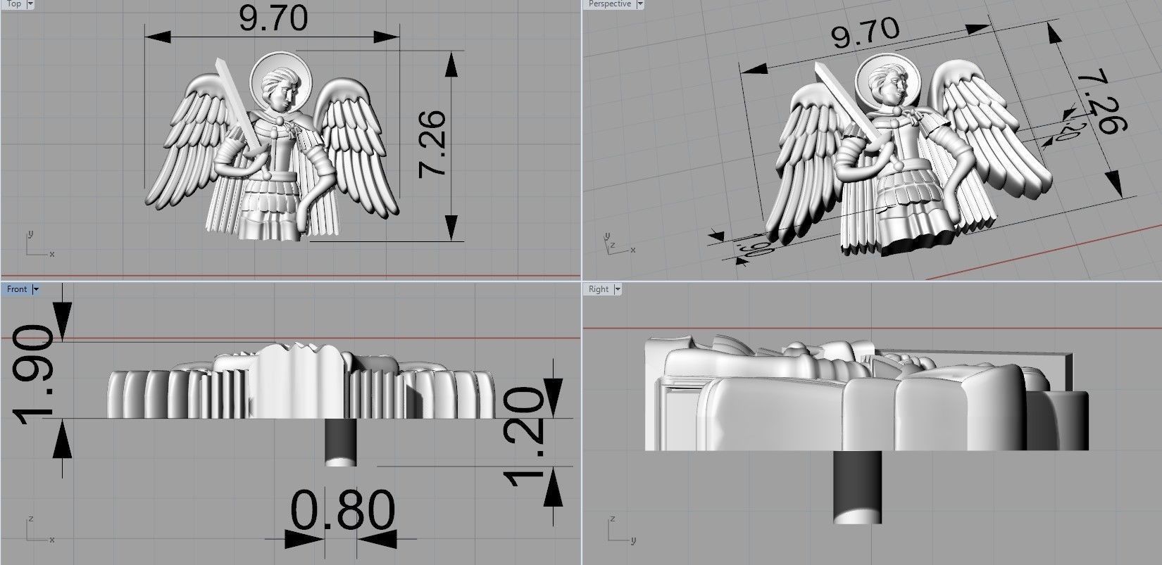 3 saints angel holding cross 3D print model_12