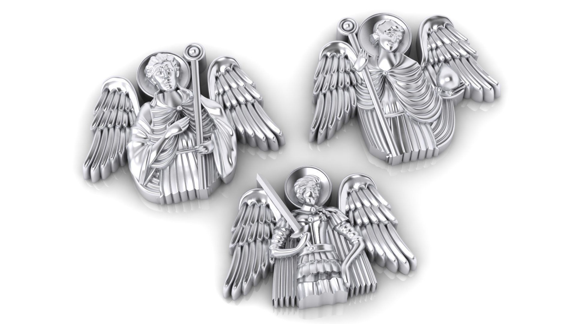 3 saints angel holding cross 3D print model_1