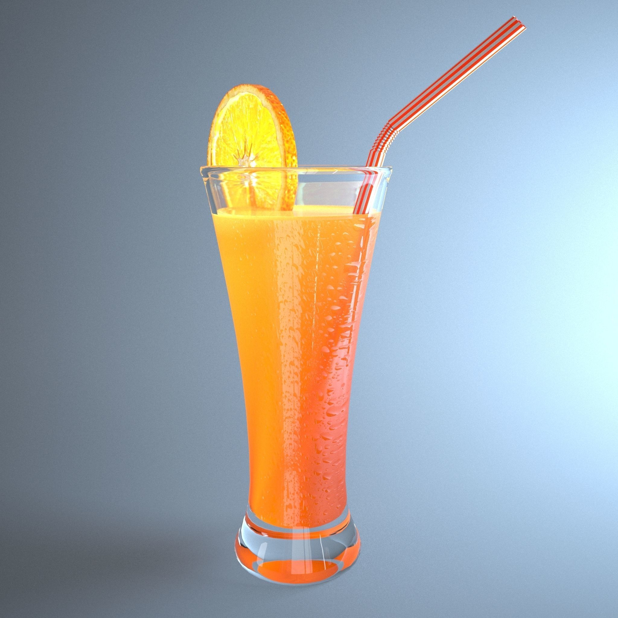 Orange juice Low-poly 3D model_4