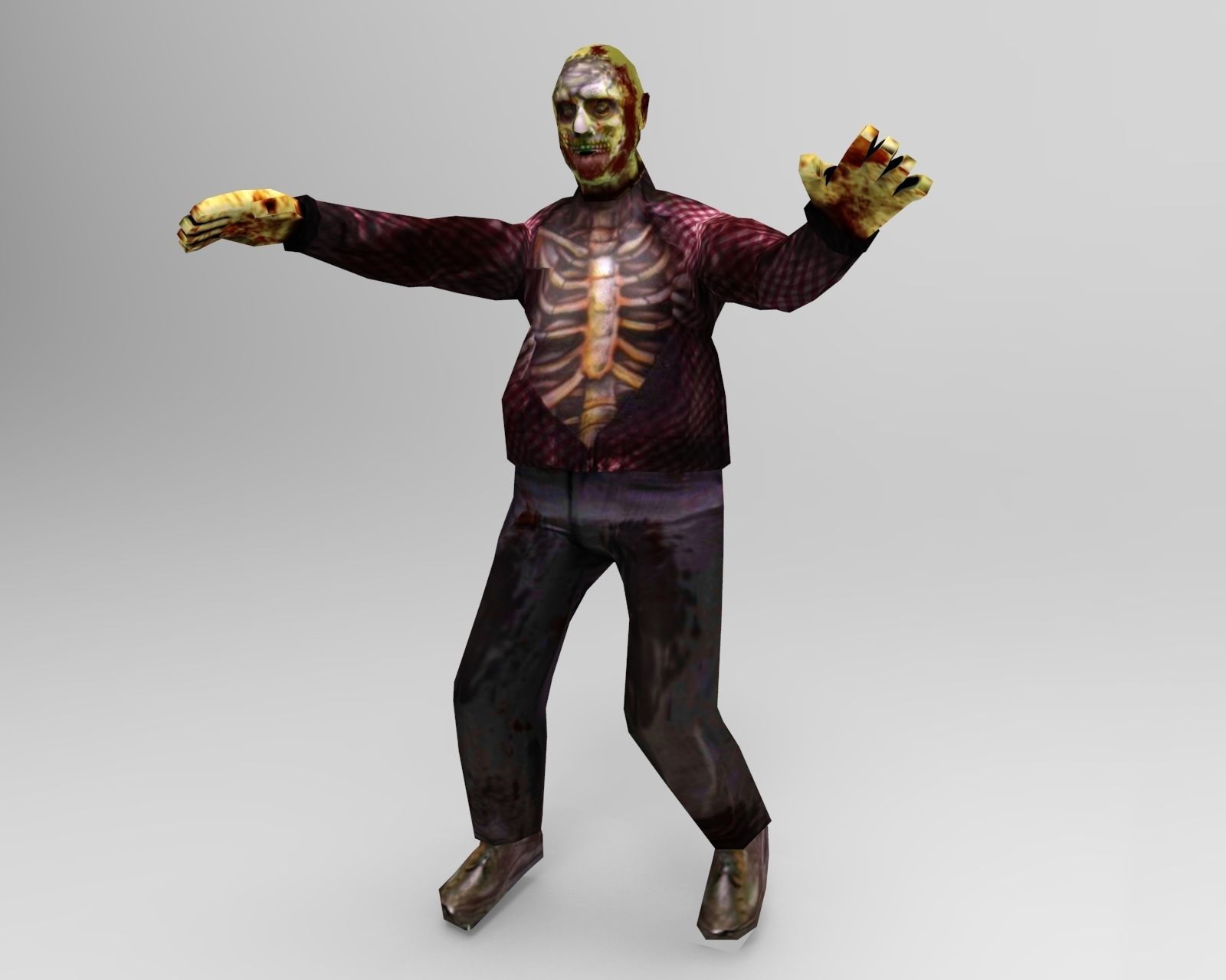 Zombie male Rigged and animated Character Low-poly 3D model_6