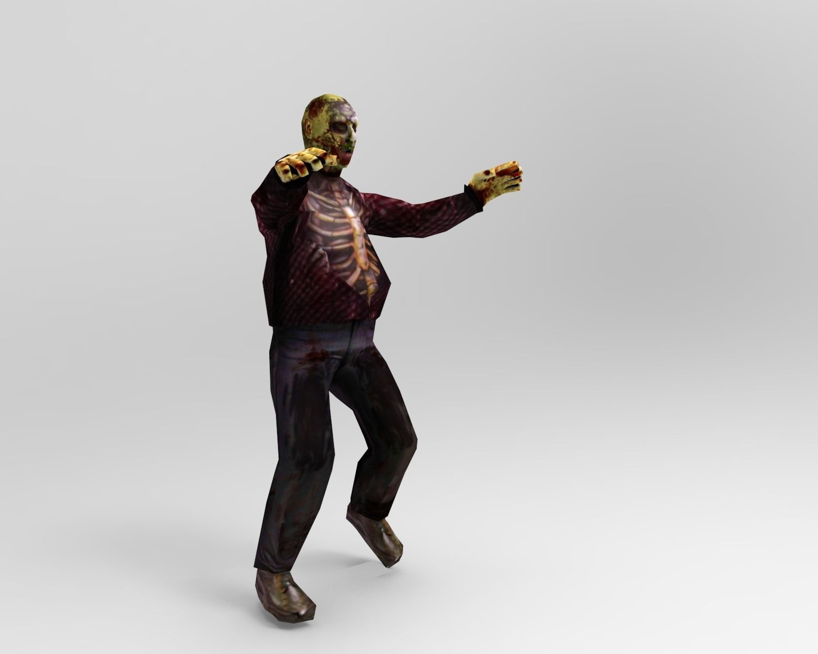 Zombie male Rigged and animated Character Low-poly 3D model_3