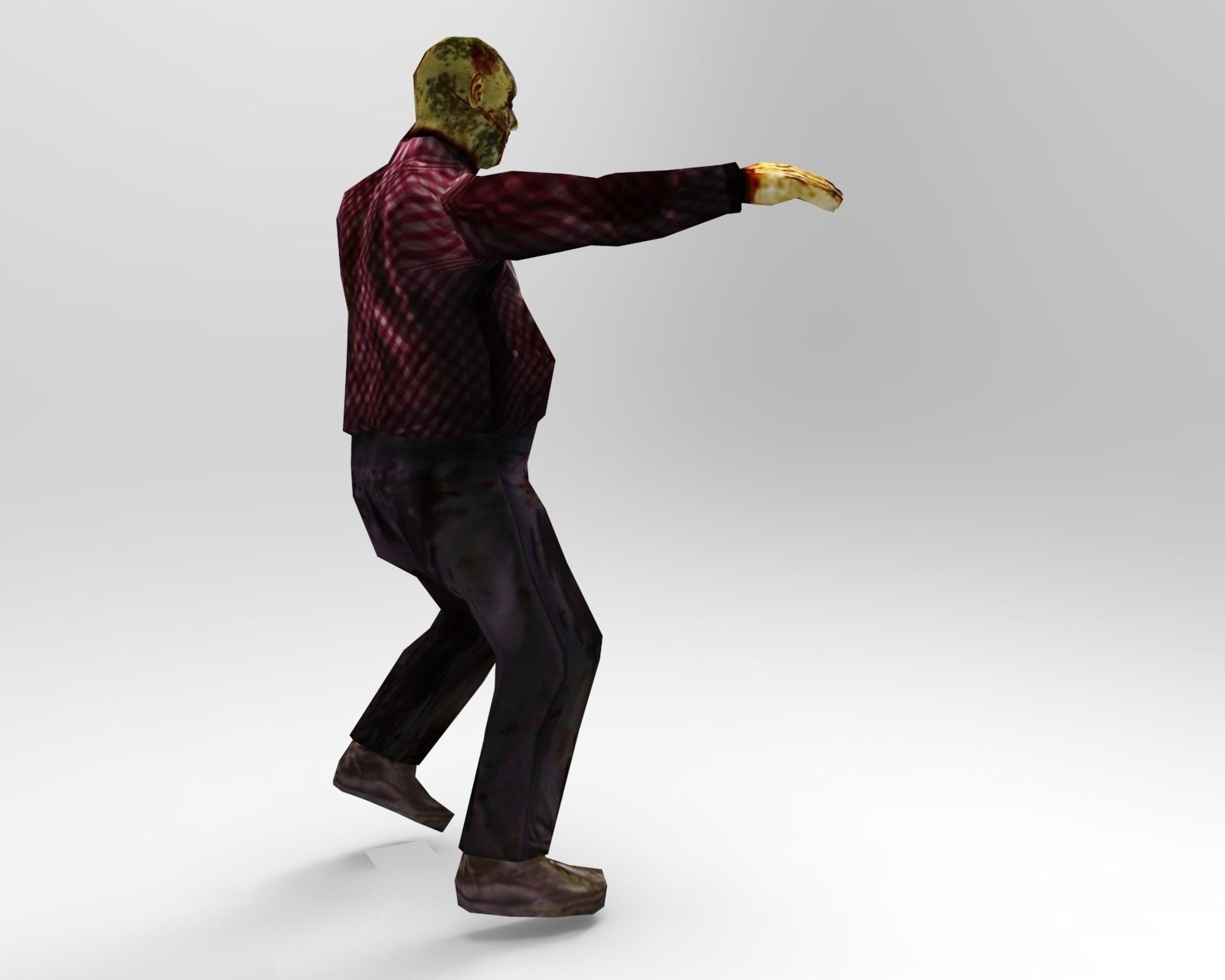 Zombie male Rigged and animated Character Low-poly 3D model_5