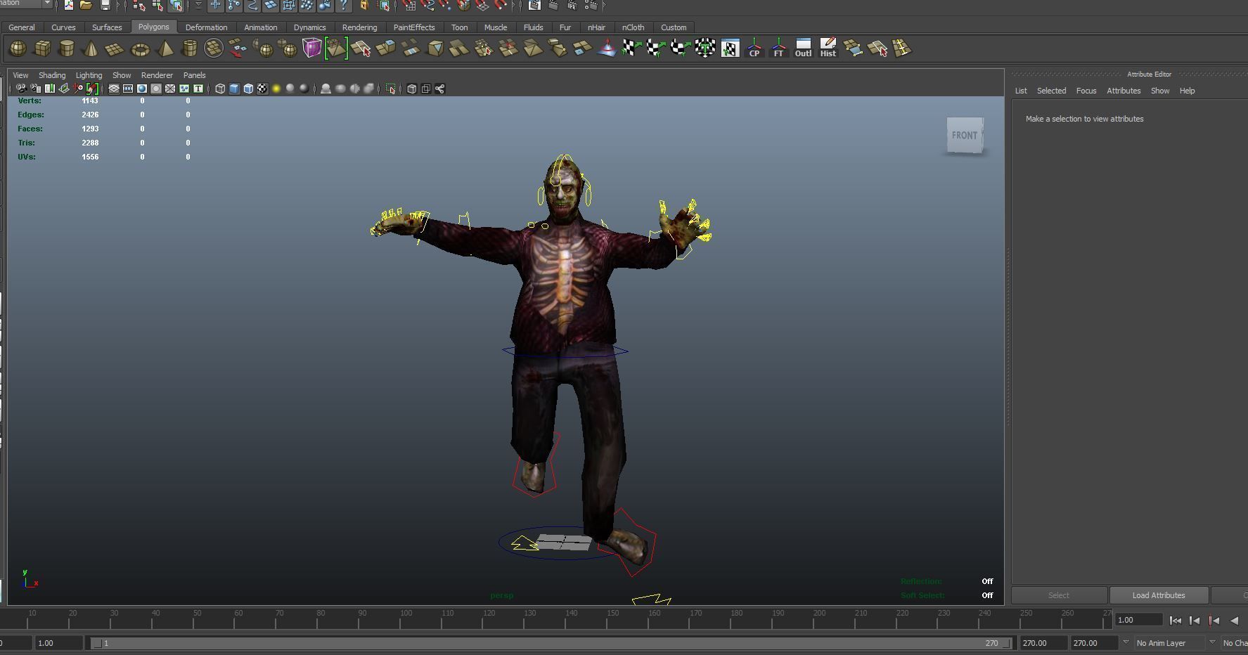 Zombie male Rigged and animated Character Low-poly 3D model_7