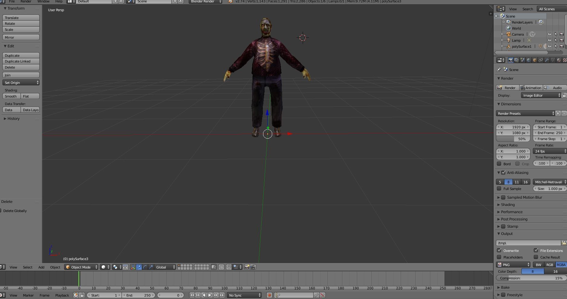 Zombie male Rigged and animated Character Low-poly 3D model_9